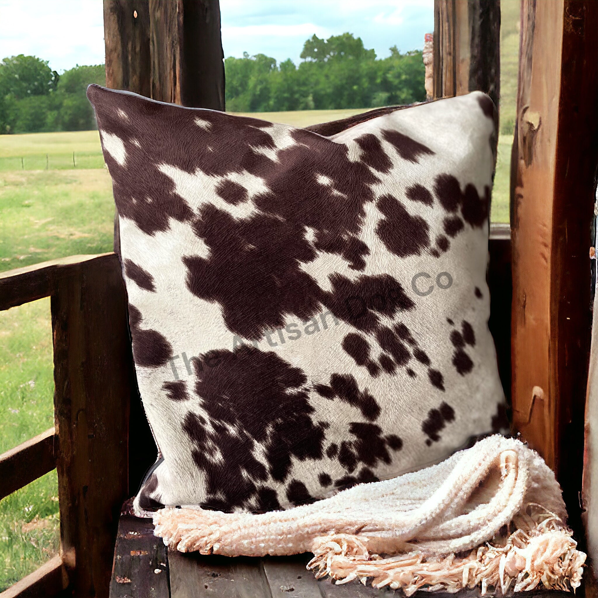 Moody Cow Faux Cowhide Cushion The Artisan Dog CO