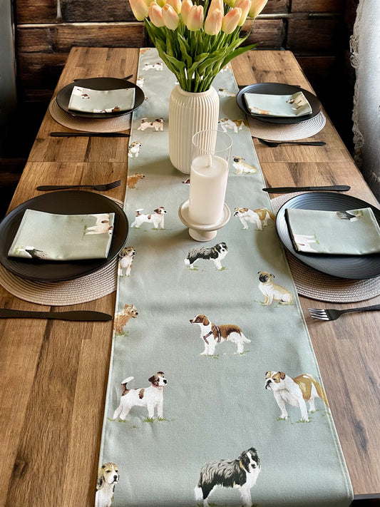 Multi-Breed Dog Print Table Runner