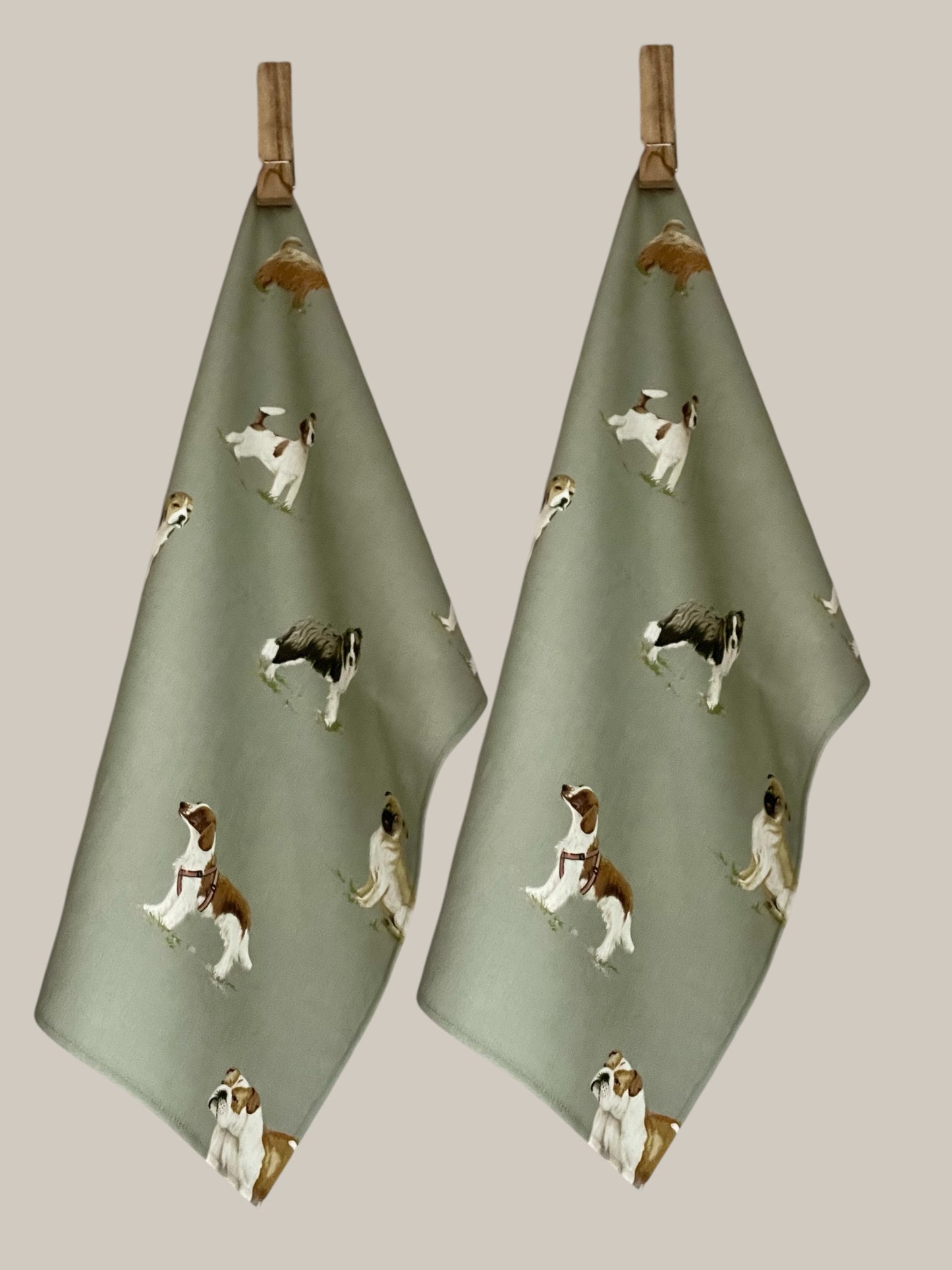 Multi-Breed Dog Print Set of 2 Cotton Tea Towels