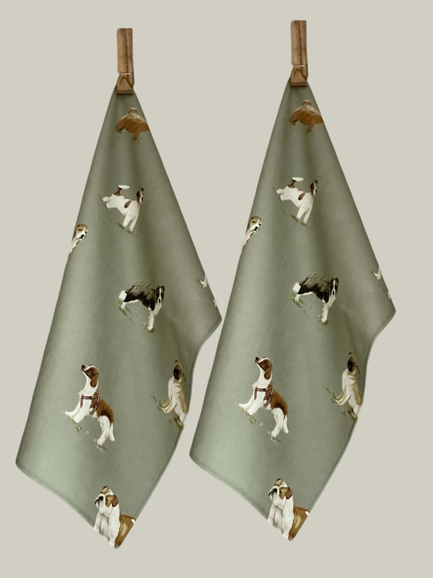 Multi-Breed Dog Print Set of 2 Cotton Tea Towels